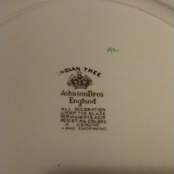 Johnson Brothers, Indian Tree Pattern, 10" Dinner Plate, Brown Greek Key 6pls - Picture 3 of 4
